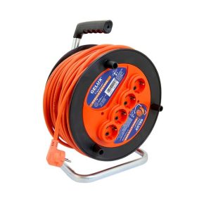 Prelungitor 45 m, 3 x 2.5 mm, rola cu tambur , 4 prize,maner transport ergonomic