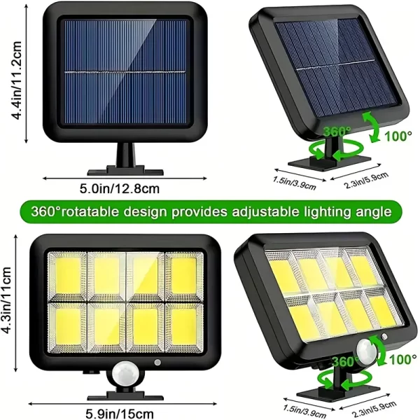 Proiector LED, AT PERFORMANCE®, 120 lm, Panou Solar, Senzor Miscare - imagine 2
