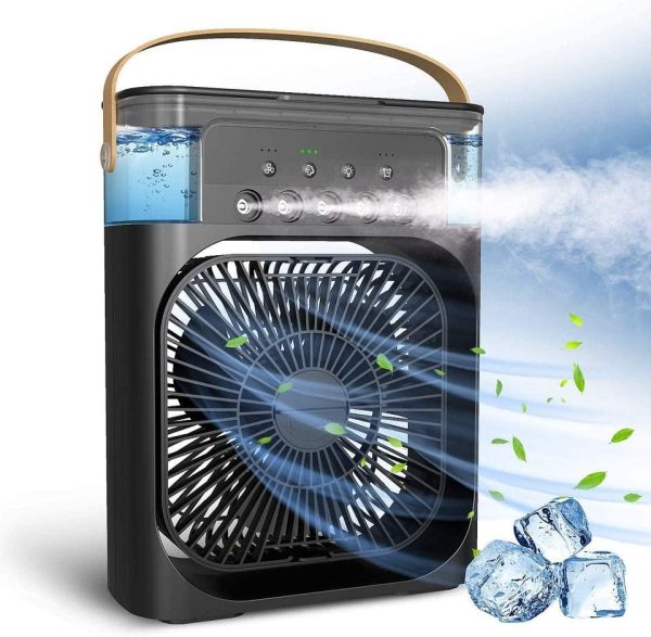Ventilator portabil 3 în 1 cu pulverizare: racorire, umidificare și iluminare in 7 culori - imagine 4