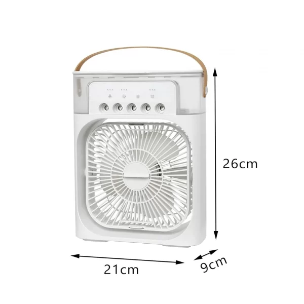 Ventilator portabil 3 în 1 cu pulverizare: racorire, umidificare și iluminare in 7 culori - imagine 5