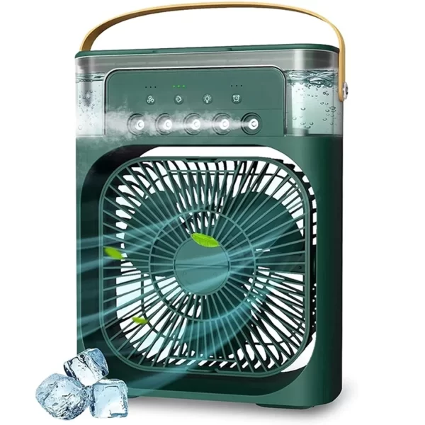 Ventilator portabil 3 în 1 cu pulverizare: racorire, umidificare și iluminare in 7 culori - imagine 11