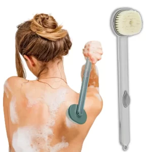 Perie de corp cu recipient pentru sapun, pulverizator sapun, cap detasabil, 36 cm