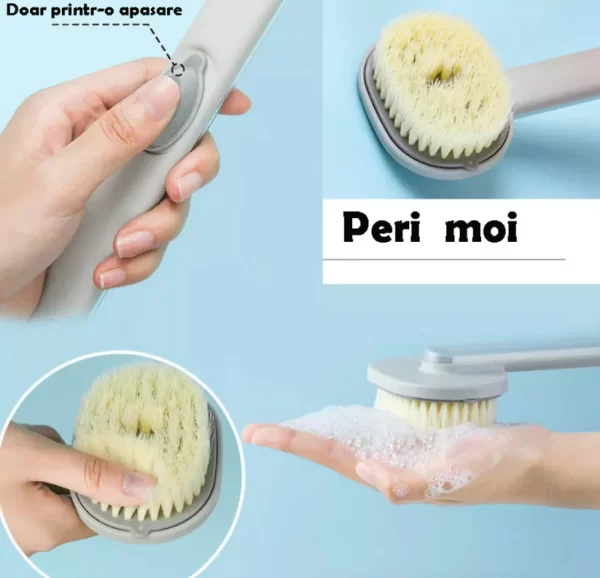 Perie de corp cu recipient pentru sapun, pulverizator sapun, cap detasabil, 36 cm - imagine 6