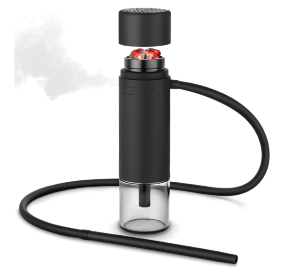 Mini Narghilea Portabila, cu Set Complet - Usor de Asamblat, Curatat si Depozitat, 400ml, Perfecta pentru Calatorii si Exterior, Negru