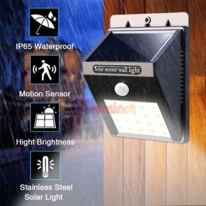 Set 2 x Lampa LED, solara 20 LED, cu senzor de miscare