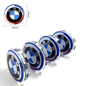 Set 4 Embleme Jante Aliaj Compatibile BMW 68MM, Editie Aniversara 50 de ani, Capace Roti 50th Anniversary Motorsport