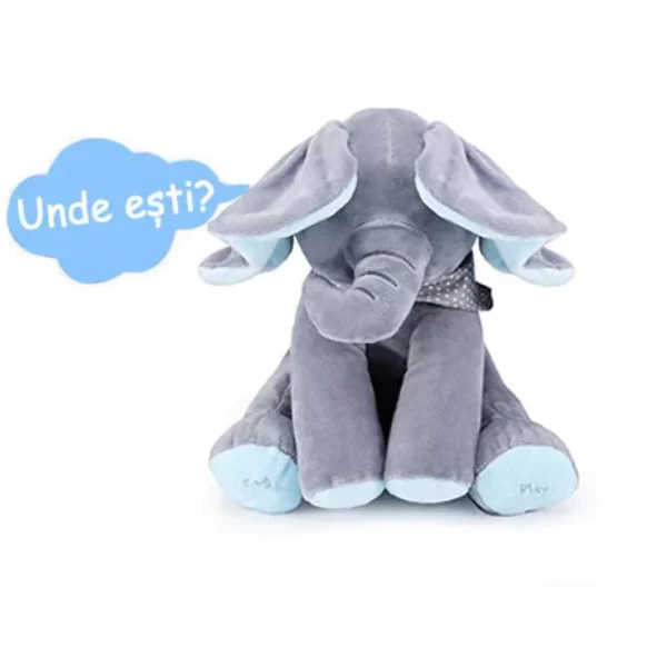 Jucarie de plus interactiva muzicala, Elefantul Cucu-Bau, 30 cm - imagine 2