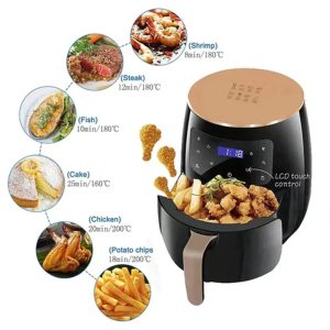 Air Fryer - 6L, 2400W, Friteuza cu Aer Cald Fara Ulei, Digital, 8 Programe + Tocator din bambus, 30 x 20 x 1.4 cm