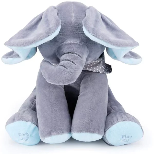 Jucarie de plus interactiva muzicala, Elefantul Cucu-Bau, 30 cm - imagine 5