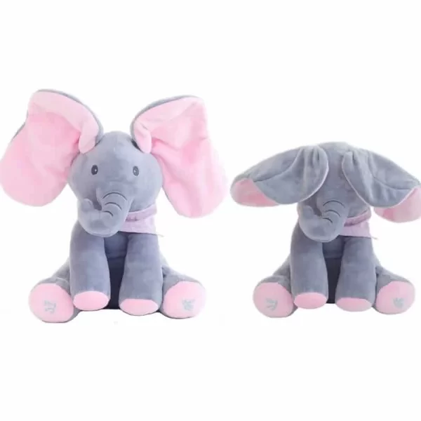 Jucarie de plus interactiva muzicala, Elefantul Cucu-Bau, 30 cm - imagine 3
