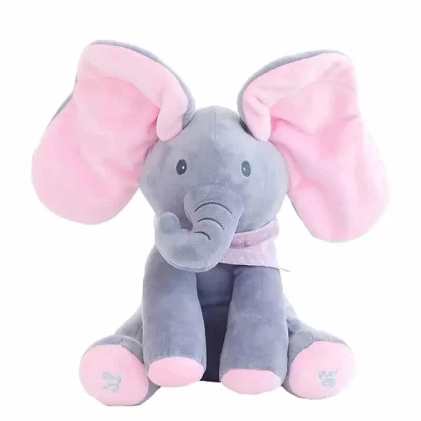 Jucarie de plus interactiva muzicala, Elefantul Cucu-Bau, 30 cm - imagine 7