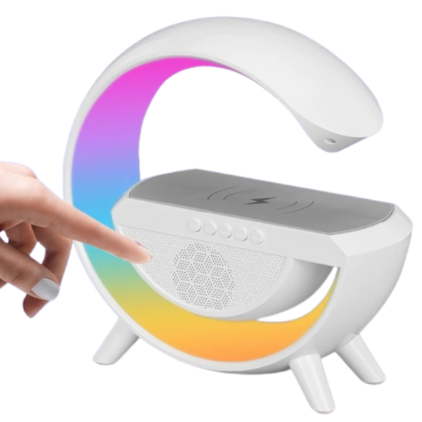 Lampa LED Birou RGB cu incarcare Wireless, Bluetooth, Ceas, Alarma si USB - imagine 3