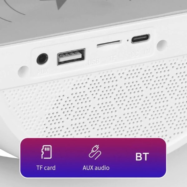 Lampa LED Birou RGB cu incarcare Wireless, Bluetooth, Ceas, Alarma si USB - imagine 7
