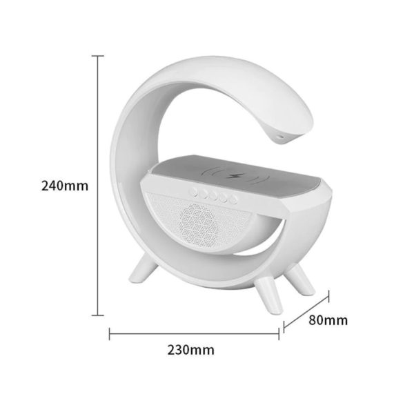 Lampa LED Birou RGB cu incarcare Wireless, Bluetooth, Ceas, Alarma si USB - imagine 9