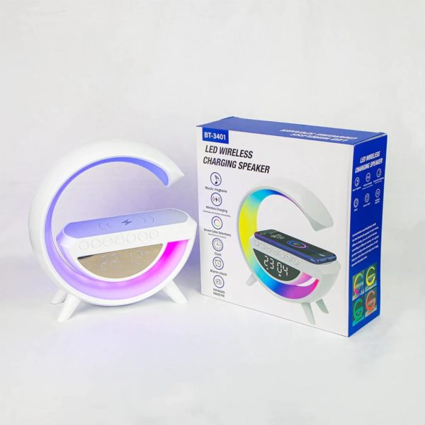 Lampa LED Birou RGB cu incarcare Wireless, Bluetooth, Ceas, Alarma si USB - imagine 10