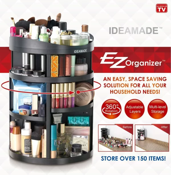 Organizator  cu rotire 360 de grade pentru depozitare obiecte, cosmetice - imagine 2