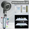 Para de Dus Teno®, 6 filtre extra, buton On/Off, presiune ajustabila, filtrare apa, jet uniform, zimti de silicon pentru curatare, gri - imagine 6