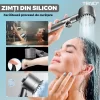 Para de Dus Teno®, 6 filtre extra, buton On/Off, presiune ajustabila, filtrare apa, jet uniform, zimti de silicon pentru curatare, gri - imagine 7