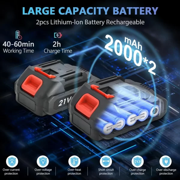 Mini Drujba electrica portabila , 6 INCH, 24V , 2 lanturi , 2 acumulator , fara fir ,portabil - imagine 7