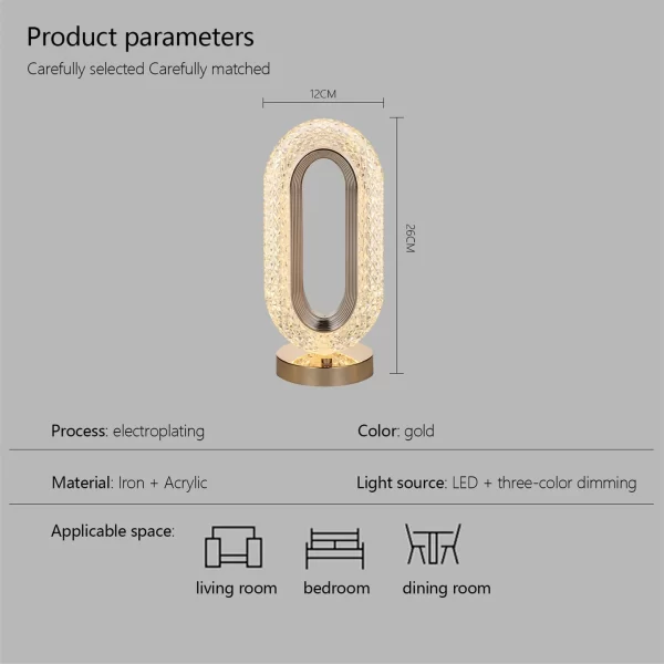 Lampa Diamond Crystal LED cu 3 temperaturi de culoare, alb rece, alb cald, neutru, culoare auriu - imagine 2