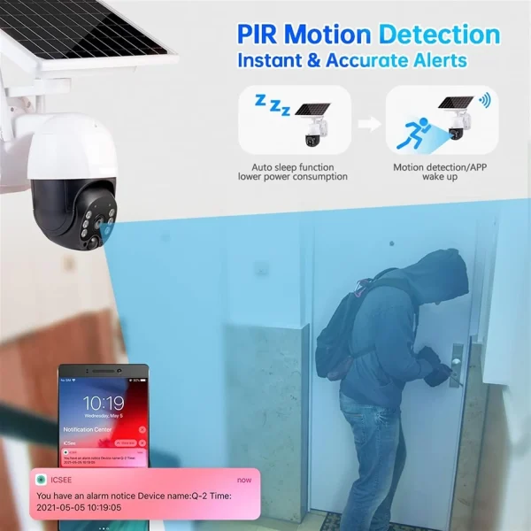 Camera de supraveghere wireless 5MP cu panou solar si rotire 355°, protectie IP66, infrarosu, WiFi/4G - imagine 2