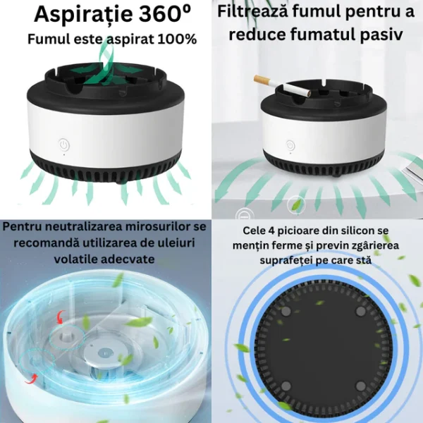 Scrumiera electrica inteligenta, cu aspiratie - imagine 2