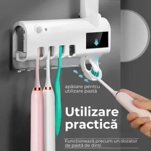Dozator pentru pasta de dinti si sterilizator UV pentru periute