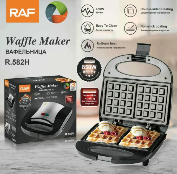Aparat pentru preparat vafe/gofre, RAF, negru/gri, 850W, Antiaderent - imagine 5