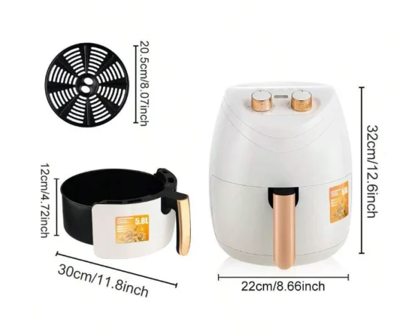 Friteuza Air Fryer Blasko 5232W cu Aer Cald, Fara Ulei, Capacitate 5.8L, 1500W, Alb - imagine 5