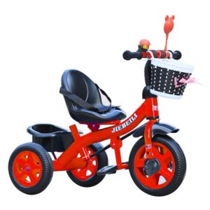 Tricicleta cu pedale pentru copii 2-5 ani, 2 cosuri depozitare, rosu