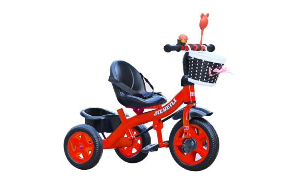 Tricicleta cu pedale pentru copii 2-5 ani, 2 cosuri depozitare, rosu