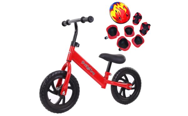 Bicicleta echilibru fara pedale pentru incepatori, 2-5 ani, rosu, echipament