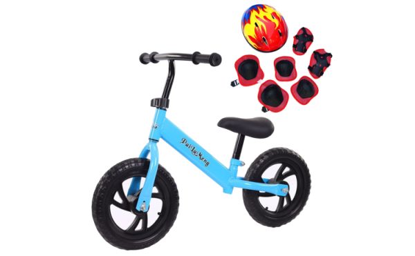 Bicicleta echilibru fara pedale, incepatori 2-5 ani, albastru, echipament