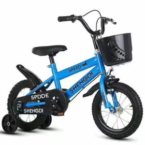 Bicicleta pentru copii cu roti ajutatoare si frane, 12 inch, Albastra