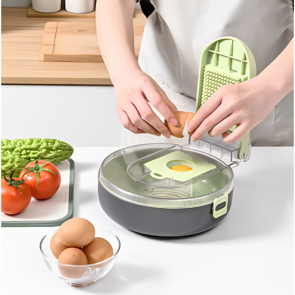 Razatoare multifunctionala pentru legume, cu accesorii pentru diferite tipuri de feliere, Verde/Gri, 29.5 x 22 x 9 cm - imagine 4