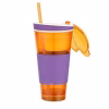 Pahar Snacks Cup 2 in 1, cu capac si pai, portocaliu, 500 ml - imagine 2