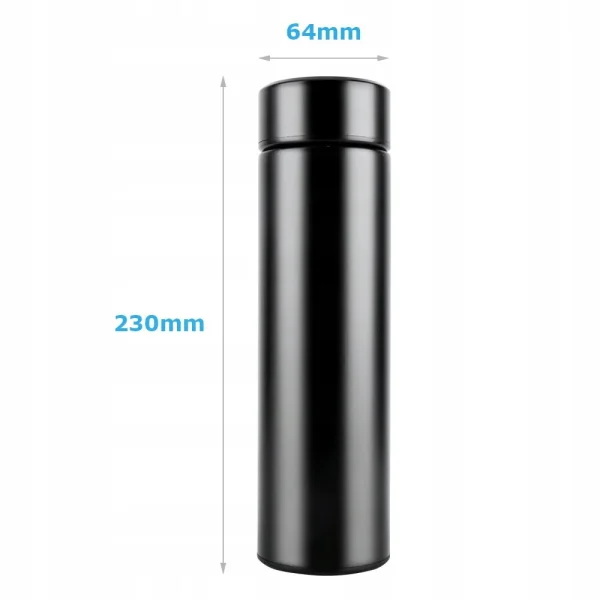 Termos smart cu afisaj led, indicator temperatura, 500 ml, negru, otel inoxidabil - imagine 11