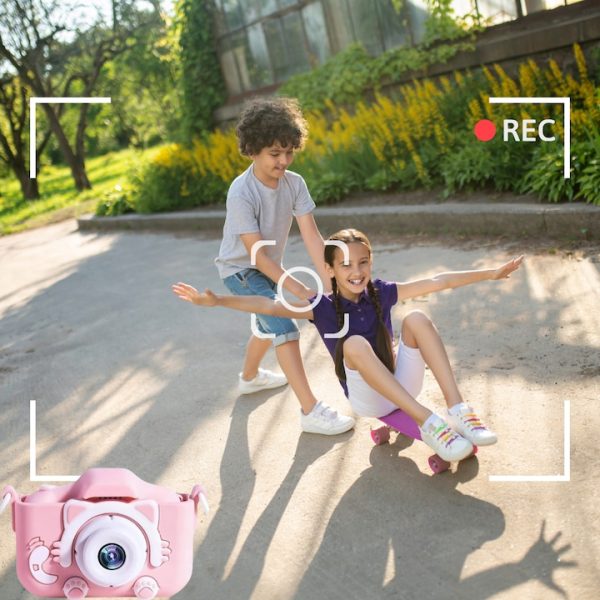 Camera foto copii, 4GB SD card 1080P HD, 23 milioane pixeli, 2.0 inch, 600 mAh, WaltStore®, 3 ani+, Roz - imagine 5