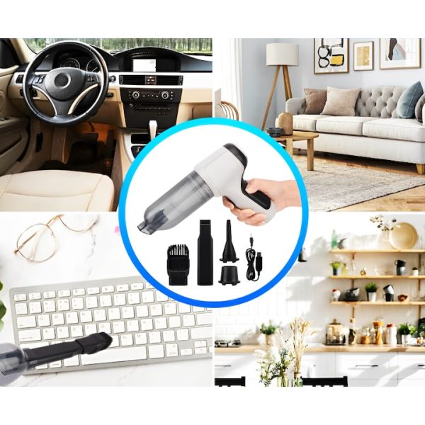 Aspirator Portabil 3 In 1, Aspirare si Suflare, Utilizabil Casa si Masina, 120 W, Acumulator Incarcare USB C - imagine 4