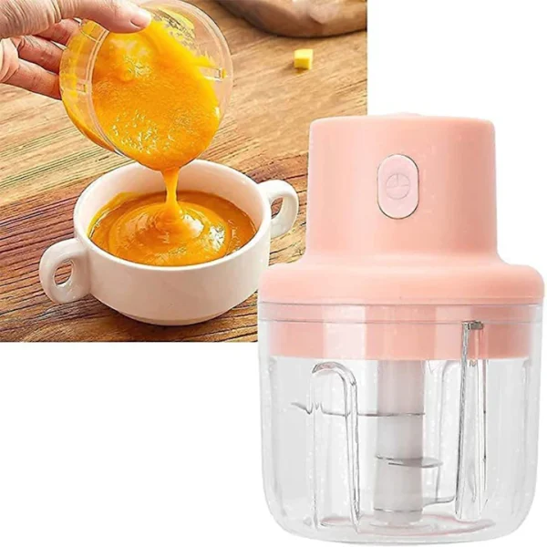Mini tocator electric portabil, incarcare USB, 250ml, 45W, Roz - imagine 9