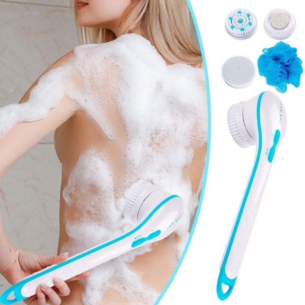 Perie rotativa pentru corp, Spin Spa, Plastic, 5 accesorii, Alb/Albastru - imagine 5
