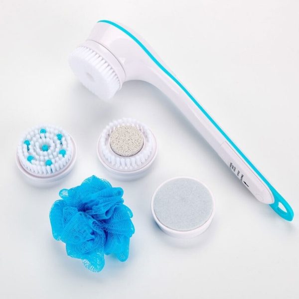 Perie rotativa pentru corp, Spin Spa, Plastic, 5 accesorii, Alb/Albastru - imagine 7