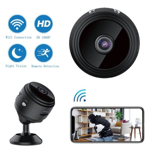 Camera de supraveghere  A9, Senzor de miscare, 1080p, Wi-Fi, 32GB, 4.5 x 5 cm, Negru - imagine 7