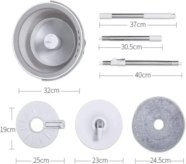 Set mop rotativ cu două rezerve și auto spălare ,compartimente pentru apă curată și murdară , robinet de scurgere a apei - imagine 9