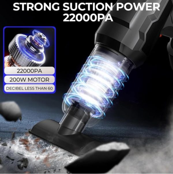 Aspirator Auto 6 in 1, pentru Casa, Masina, Calculator, Birou, Putere 100W, Eficienta Mare, Functii de Aspirare, Suflare, Vidare, Filtru HEPA, Perie Detailing, Negru - imagine 6