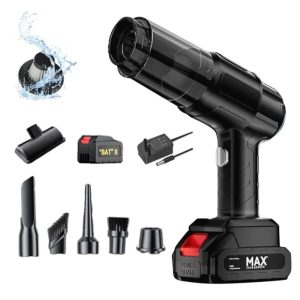 Aspirator Auto 6 in 1, pentru Casa, Masina, Calculator, Birou, Putere 100W, Eficienta Mare, Functii de Aspirare, Suflare, Vidare, Filtru HEPA, Perie Detailing, Negru