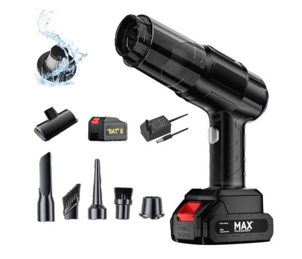 Aspirator Auto 6 in 1, pentru Casa, Masina, Calculator, Birou, Putere 100W, Eficienta Mare, Functii de Aspirare, Suflare, Vidare, Filtru HEPA, Perie Detailing, Negru