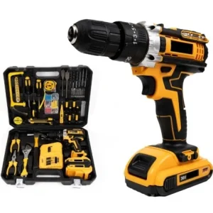 Bormasina cu percutie, 2 acumulatori 36V, 5Ah, trusa cu 110 piese, scule si accesorii