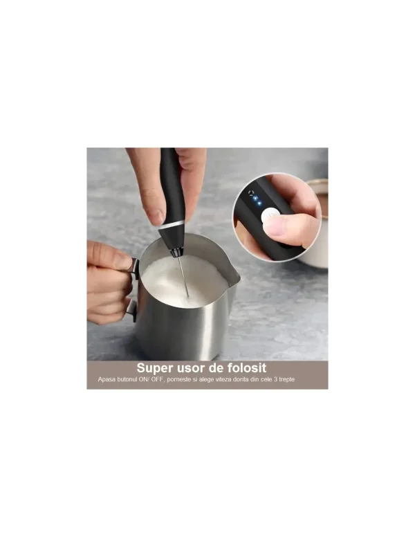 Mixer frappe cu 2 capete, 3 trepte de viteza,acumulator reincarcabil USB super portabil - imagine 10