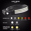 Lanterna de cap LED, zggzerg, Cu 3 Benzi Led COB si XPE, Profesionala, Acumulator 1200mah, Rezistenta la Apa, Senzor Miscare, lumina rosie, alb, galben, 10 moduri lumina, negru - imagine 2
